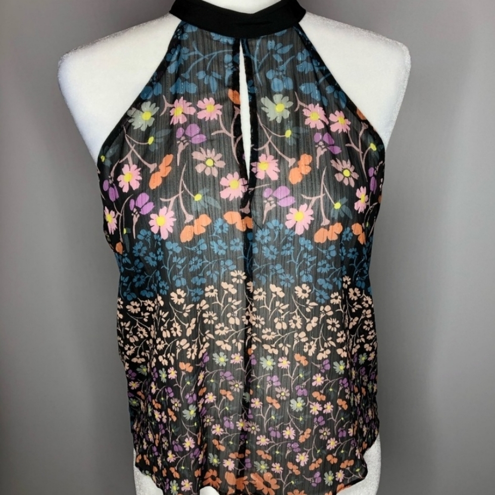 BCBG Floral blouse halter